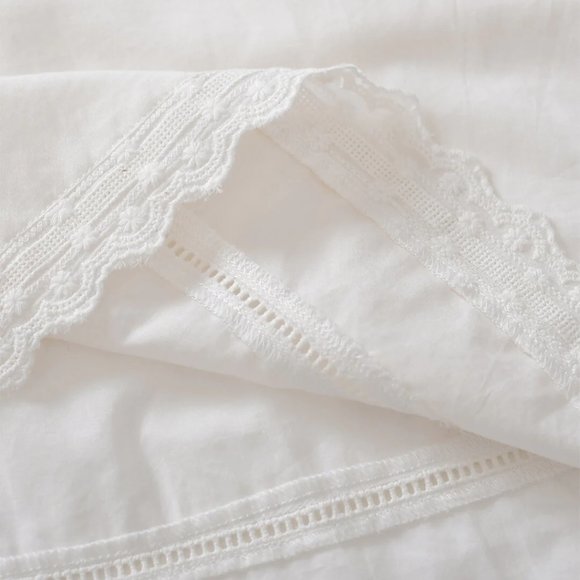 NEW — Simple Retro 100% Cotton Vintage White V-Neck Midi Victorian Dress - Picture 12 of 13